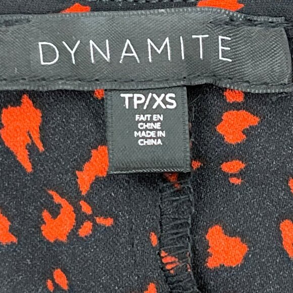 Dynamite Black & Red Long Sleeve Cropped Blouse With Square Neckline Size XS - Picture 6 of 8